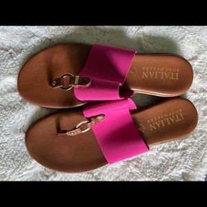 Pink Italian Shoemakers sandals with gold detail